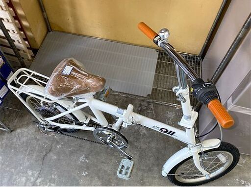 保管未使用品 ミムゴ 16インチ 折りたたみ自転車 ホワイト ベル付 