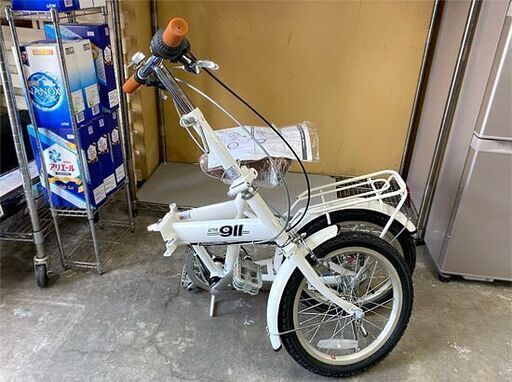 保管未使用品 ミムゴ 16インチ 折りたたみ自転車 ホワイト ベル付 