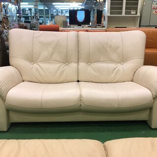 【愛品館八千代店】マルニ木工　2人掛　総本革ソファ【愛八SF】