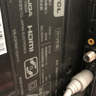 43インチ　液晶テレビ　2019年製　TCL