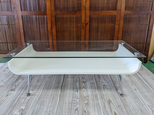 ガラスセンターテーブル ローテーブル 白/ホワイト おしゃれ 天板ガラス