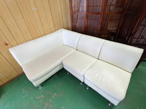 ソファーセット ホワイト/白 L字型 形変更可能 4人掛け 椅子 店舗用にも　合皮