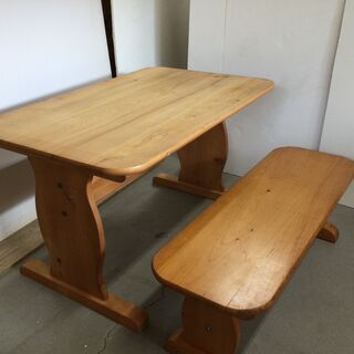 【ネット決済】ヒノキ材　幼児用　テーブル＆ベンチ