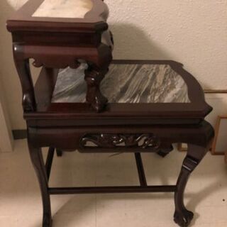 昭和レトロ アンティーク 猫足 大理石 ナイトテーブル 花台 サイド