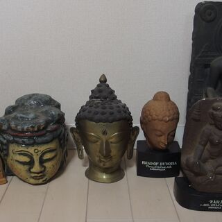 【ネット決済】木彫り　真鍮　テラコッタ　仏像　仏頭　まとめ　まとめ７点