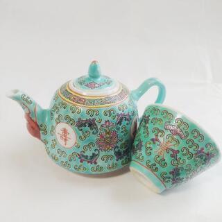 【ネット決済】中国 景徳鎮 茶器 2点セット ブルー