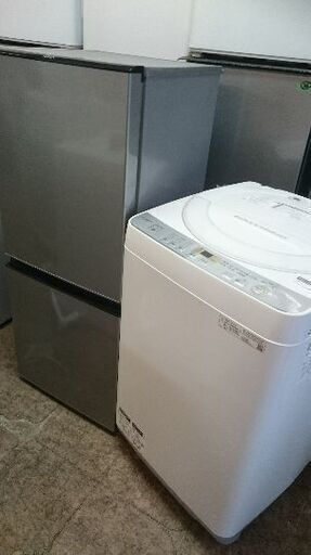只今、商談中です。！！新生活お買い得セット！！No38 アクア　AQR-J13H（S）2ドア冷蔵庫　126L　2019年製・シャープ　ES-GE6C-W 全自動洗濯機　6.0Kg　2019年製　　2点セット！！