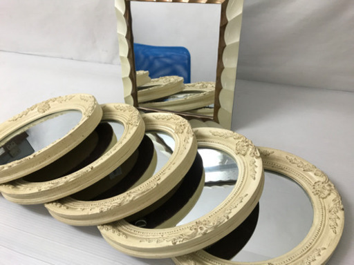 【お買い得】卓上ミラー 壁掛けミラー まとめ売り 6点セット 鏡 円状 四角 スタンドミラー