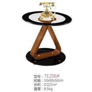 【ネット決済・配送可】ガラス木製テーブルインテリア家具　円形