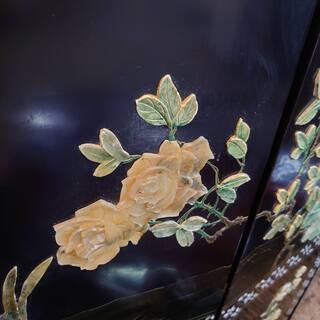 販売価格見直し済！【愛品倶楽部柏店】年代物　玉石　螺鈿装飾　6連衝立