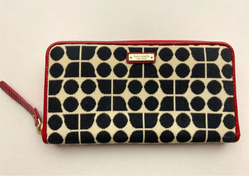 Kate spade new york 長財布 赤ドットモチーフ