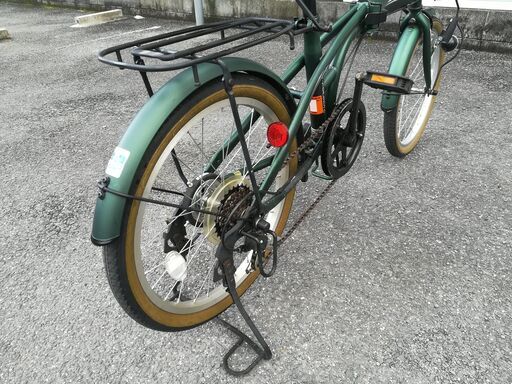 両立スタンド・リアキャリア・サイコン付　折り畳み自転車 外装6段　20インチ　モスグリーン