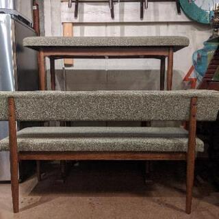 売約済み　【税込価格】【29万】 unico ウニコ　suk スーク　ダイニングセット　4点　ダイニングテーブル　ダイニングベンチ　ダイニングスツール　アーム付き　検　廃盤　デットストック　希少　ウォールナット　ウォルナット　ファブリック　IDEE　イデー　グリーン　