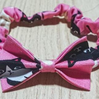 【ネット決済・配送可】猫用首輪 かわいい猫のイラスト模様 ピンク