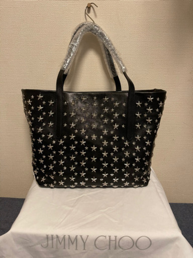 新品☆JIMMY CHOO ジミーチュウ☆黒×シルバースタースタッズトート ...