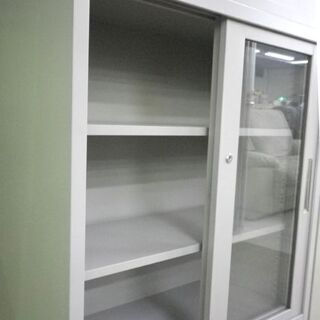 ITOKI ガラス引戸型 書庫 横88×高88×奥40cm 3段 鍵付き イトーキ 保管庫 オフィス家具 事務用品 収納 HNG-33WN-WE グレー 札幌 厚別店