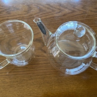【ネット決済】紅茶ポット、二重ガラスカップ