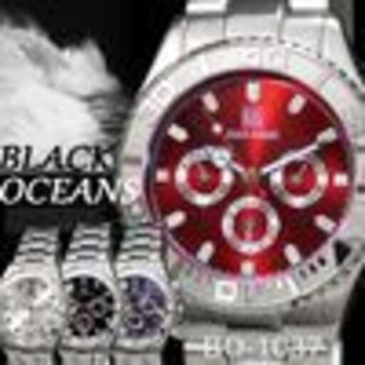 ケースあり＆なしOK☆BLACK OCEAN★　デザインクロノグラフ　メンズ　腕時計☆BO-1037