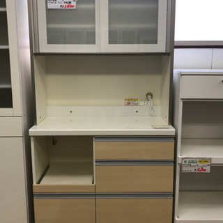 リサイクルショップ八光 田上店 配達・設置OK】ホワイト＆クリーム食器棚