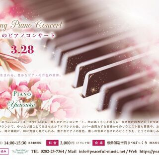 【3/28（日）14時】カフェのラウンジで癒しのピアノの音色に包まれる、アットホームな演奏会。 癒しのピアノコンサート。の画像