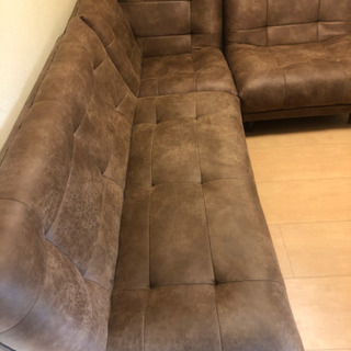 L字型ソファー　レザーテックス製　