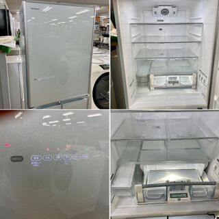 美品【 HITACHI 】日立 415L 5ドア冷凍冷蔵庫 クリスタルガラス