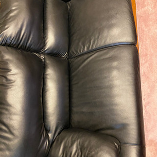 本革3人掛けローソファー