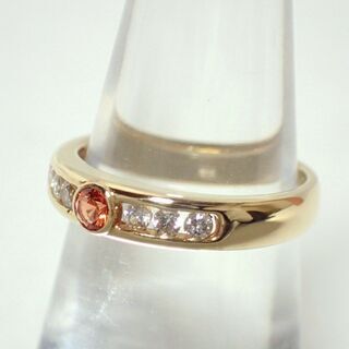 E429 K18 YG 2.8g ダイヤ 色石不明 指輪 リング 11号