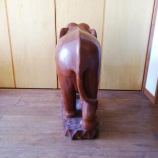 アジアン、超大型象、木彫刻