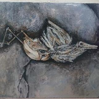 鳥の骨(油彩画)