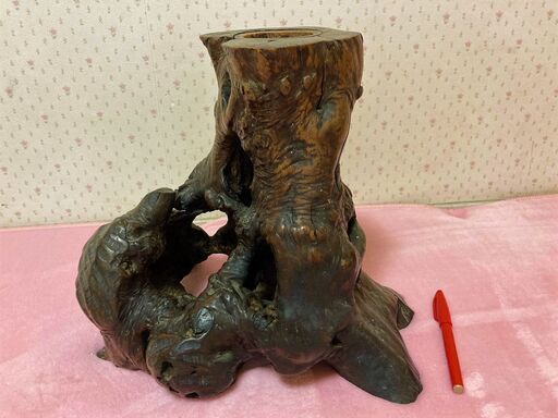 ★アンティーク・屋久杉?工芸品・高さ30㎝×横35㎝・天然木の一輪挿し・花器・オブジェ★