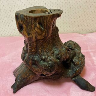 ★アンティーク・屋久杉?工芸品・高さ30㎝×横35㎝・天然木の一輪挿し・花器・オブジェ★