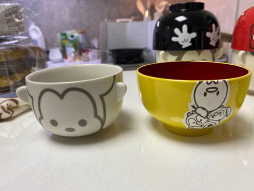 値下げ ディズニー お茶碗汁椀セット 大人2人子供2人用 Ej 新浦安の食器 飯碗 の中古あげます 譲ります ジモティーで不用品の処分