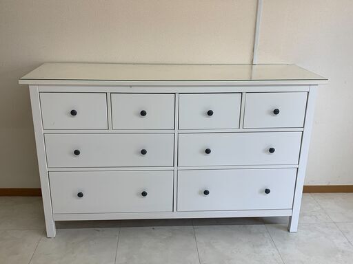 【¥8,000】IKEA HEMNES チェスト(引き出し×8)＋ガラストップのセット