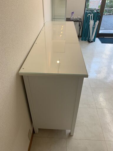 【¥8,000】IKEA HEMNES チェスト(引き出し×8)＋ガラストップのセット