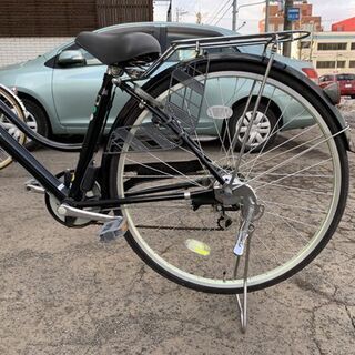 自転車 27インチ 6段変速 鍵 ライト 付き ホワイト系 後輪パンク ...