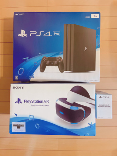 訳あり商品 PS4 Pro 1TB、PS VR(カメラ同梱版の初代)、コントローラー