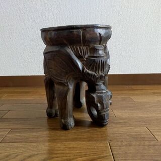 インドの象の木彫り置き物、アジアンディスプレイに