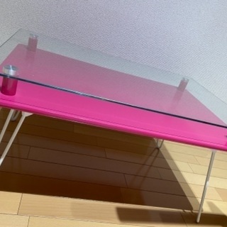ガラステーブル　ピンク