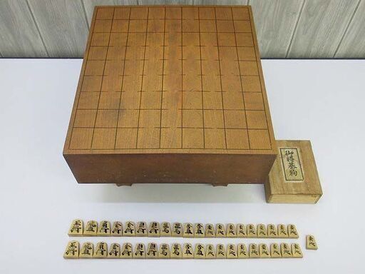 ss2231　足付き　将棋盤　3寸　天然木 30×33cm　駒付き 　高さ20cm　木製　木目　脚付　足つき　ボードゲーム