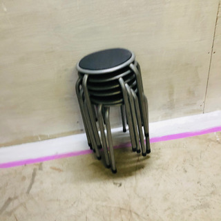 【ネット決済】丸椅子　6脚セット　黒　スチール製
