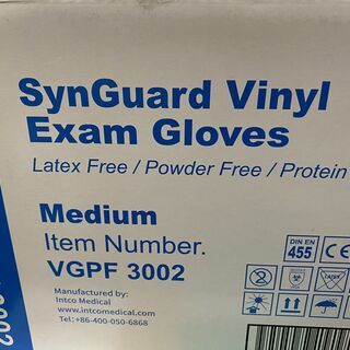 使い捨て手袋　synguard vinyl exam glove...