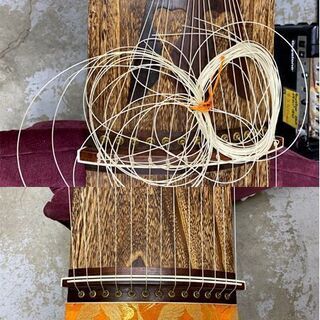 現状品 琴 すだれ彫り 全長184cm 作家 有 在銘 蒔絵 13弦 和楽器