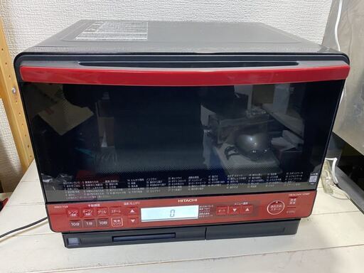 ☆ HITACHI 日立過熱水蒸気 オーブンレンジ 電子レンジ MRO-TS8 100V 1450W 50-60Hz 2017年製 動作品 レッド 赤 グリル スチーム オーブン