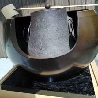 茶釜セット(銅製)　茶道　灰袋つき