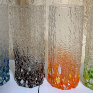 【値下げ】レトログラス　４種　花瓶