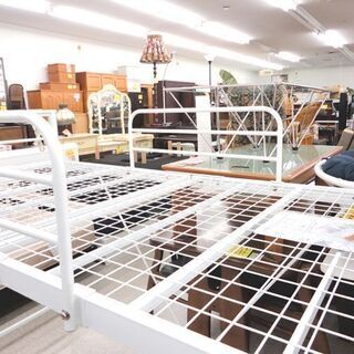 ▻ハイベッド 床面高110cm はしご付き ホワイト系 スチール 子供部屋