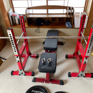 セーフティーバーを使ったベンチプレス イス、バー、重り100kg込み