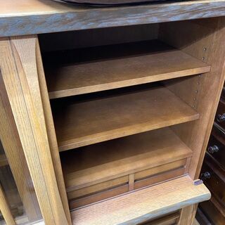　利用可能　ダイニングボード　処分セール　シラカワ木工　和魂　和風モダン　無垢食器棚　キッチンボード　食器棚　棚　本棚　家具　プラクラ南9条店G
