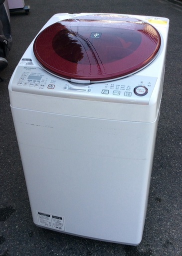 【RKGSE-486】特価！シャープ/SHARP/8kgタテ型洗濯乾燥機/ES-TX840-R/中古品/2015年製/当社より近隣地域無料配達